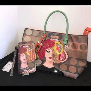Nicole Lee Tote bag & matching wallet multi color